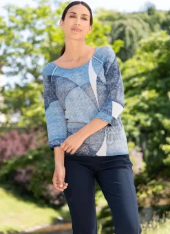 Hot RABE Pullover in leichter Batikoptik JEANSBLAU-MULTICOLOR