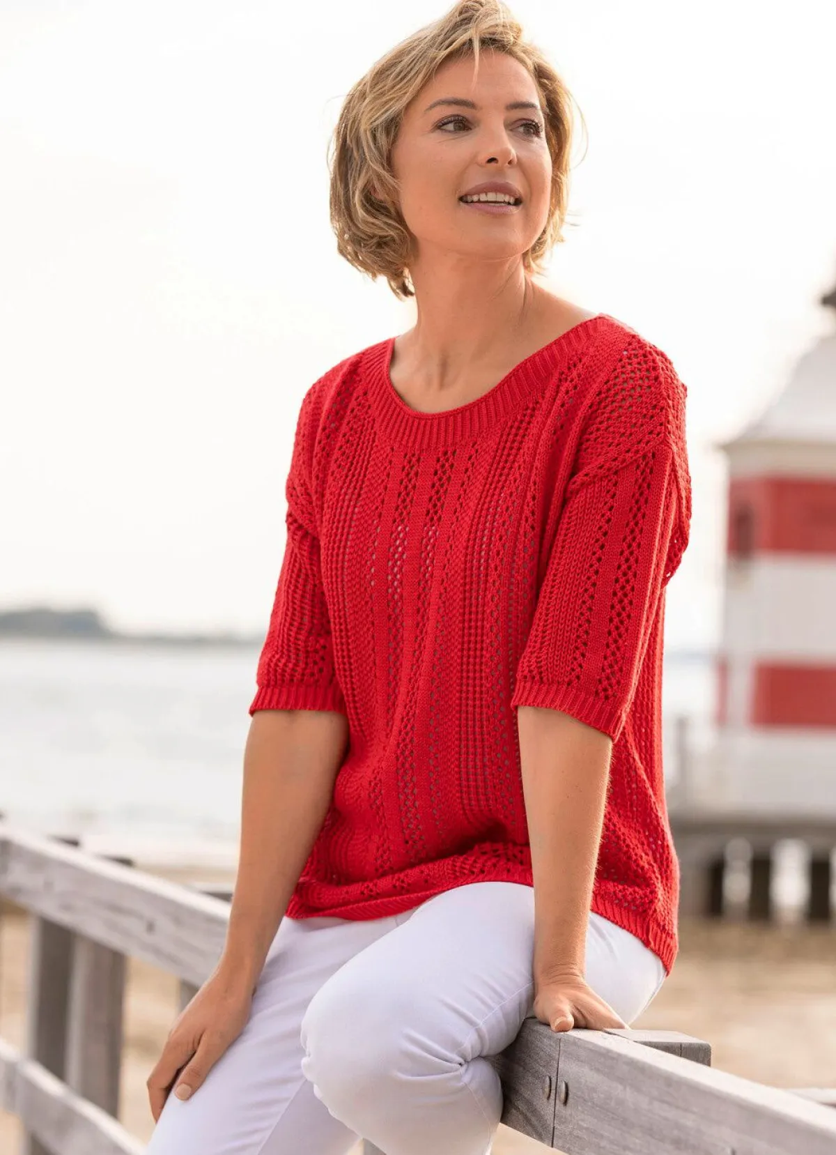 Online BADER Pullover in Mustermix KIRSCHROT
