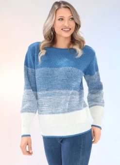 Outlet BADER Pullover in Perlfang JEANSBLAU-ECRU