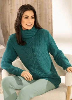 Sale BADER Pullover in Reiskornstrick PETROL