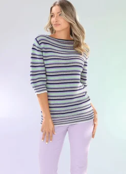Outlet BADER Pullover in Ringeldessin MINT-FLIEDER-MULTICOLOR