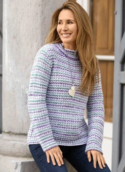 Online BADER Pullover in Ringeldessin WEISS-LILA-GRÜN