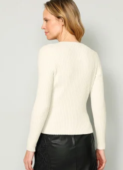 BADER Pullover in Rippenstrick ECRU