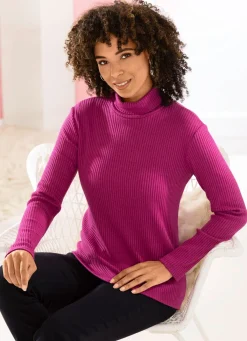 KLAUS MODELLE MADE IN GERMANY Pullover in Rippenstrick FUCHSIA