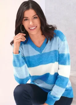 Clearance BADER Pullover in sehr flauschigem Material BLAU-HELLBLAU-ECRU