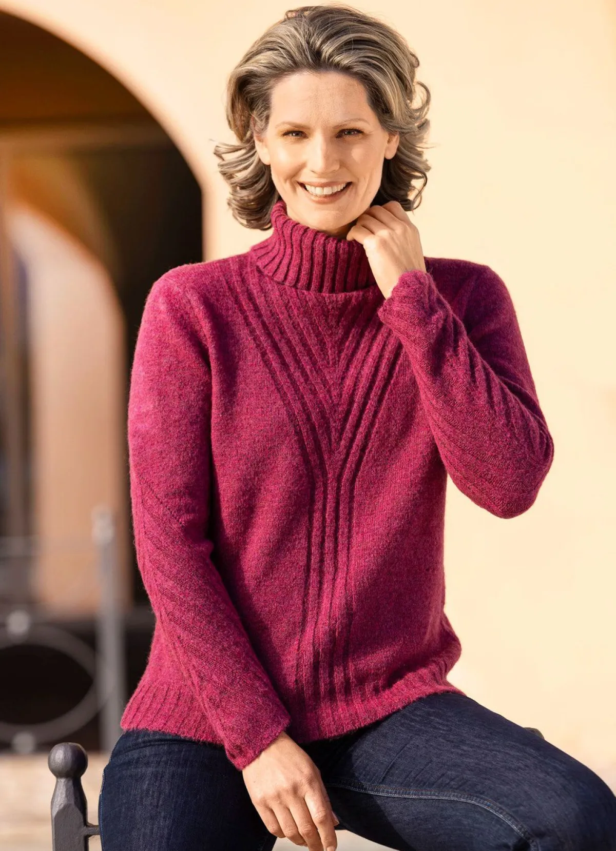 Clearance BADER Pullover in sehr kuschliger Flauschqualität BEERE