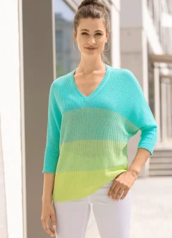 Best BADER Pullover in sehr weicher Qualität TÜRKIS-LIMETTE