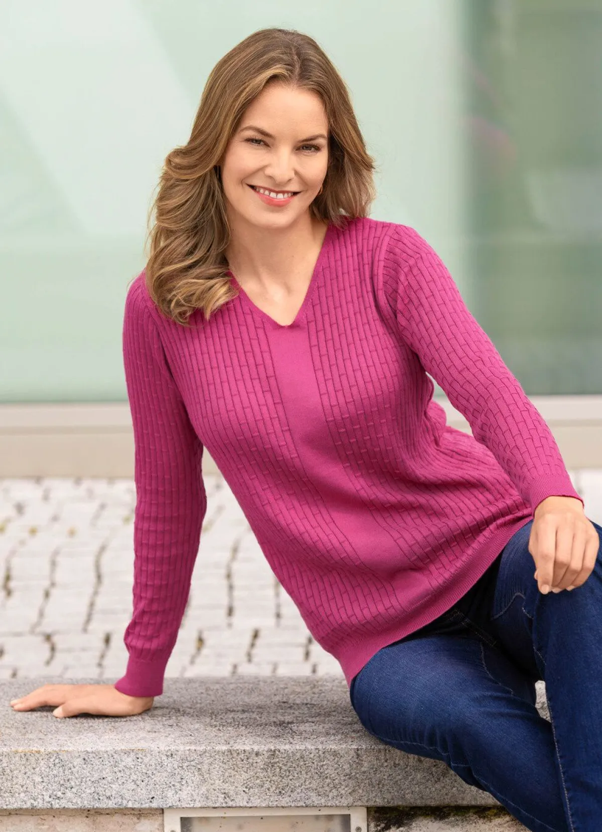 Online BADER Pullover in sehr weicher Qualität FUCHSIA