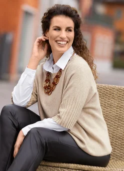 New BADER Pullover in sehr weicher Qualität BEIGE MELIERT