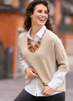 New BADER Pullover in sehr weicher Qualität BEIGE MELIERT