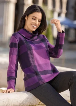 Clearance BADER Pullover in sehr weicher Qualität LILA-SCHWARZ