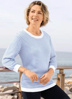 Best BADER Pullover in Strickmix WEISS-BLEU