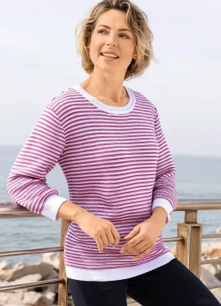 Hot BADER Pullover in Strickmix WEISS-BEERE