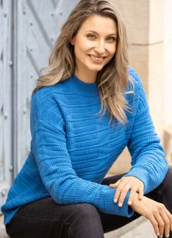 BADER Pullover in Strukturmix AZURBLAU