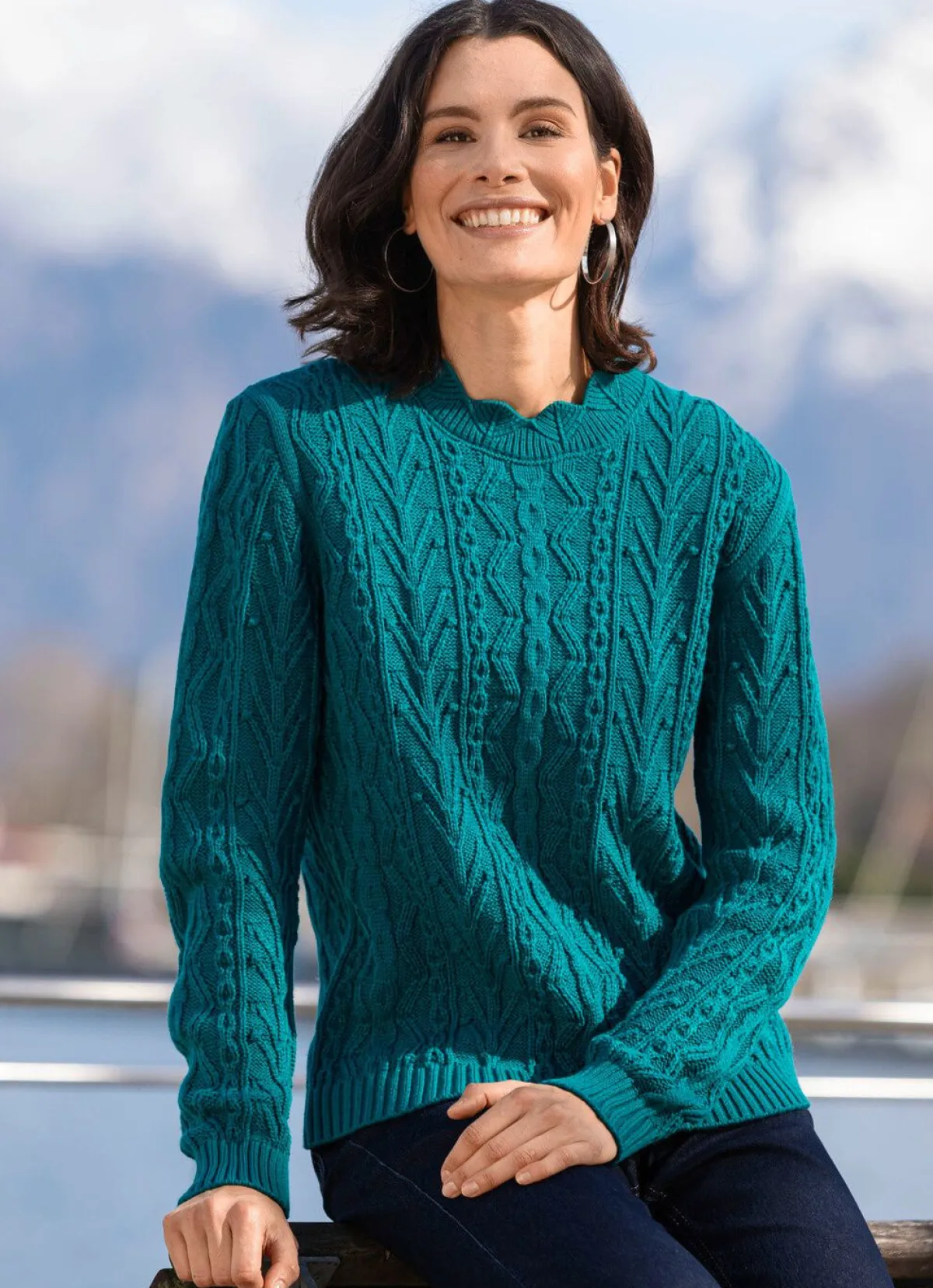 Sale BADER Pullover in Strukturmix PETROL