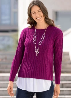 Clearance BADER Pullover in Strukturmix BEERE
