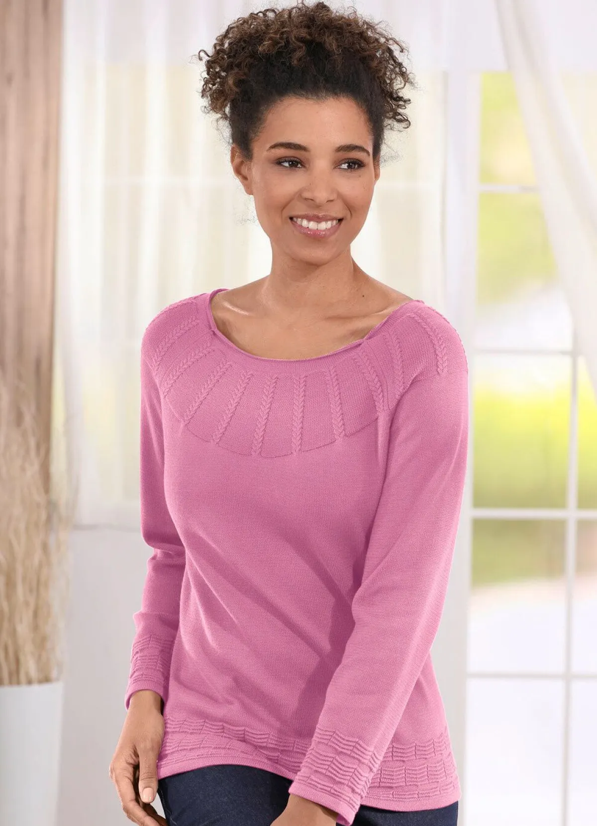 Outlet BADER Pullover in Strukturmix ROSENHOLZ