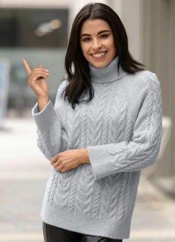 Online BADER Pullover in Strukturmix HELLGRAU MELIERT