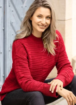 Outlet BADER Pullover in Strukturmix ROT