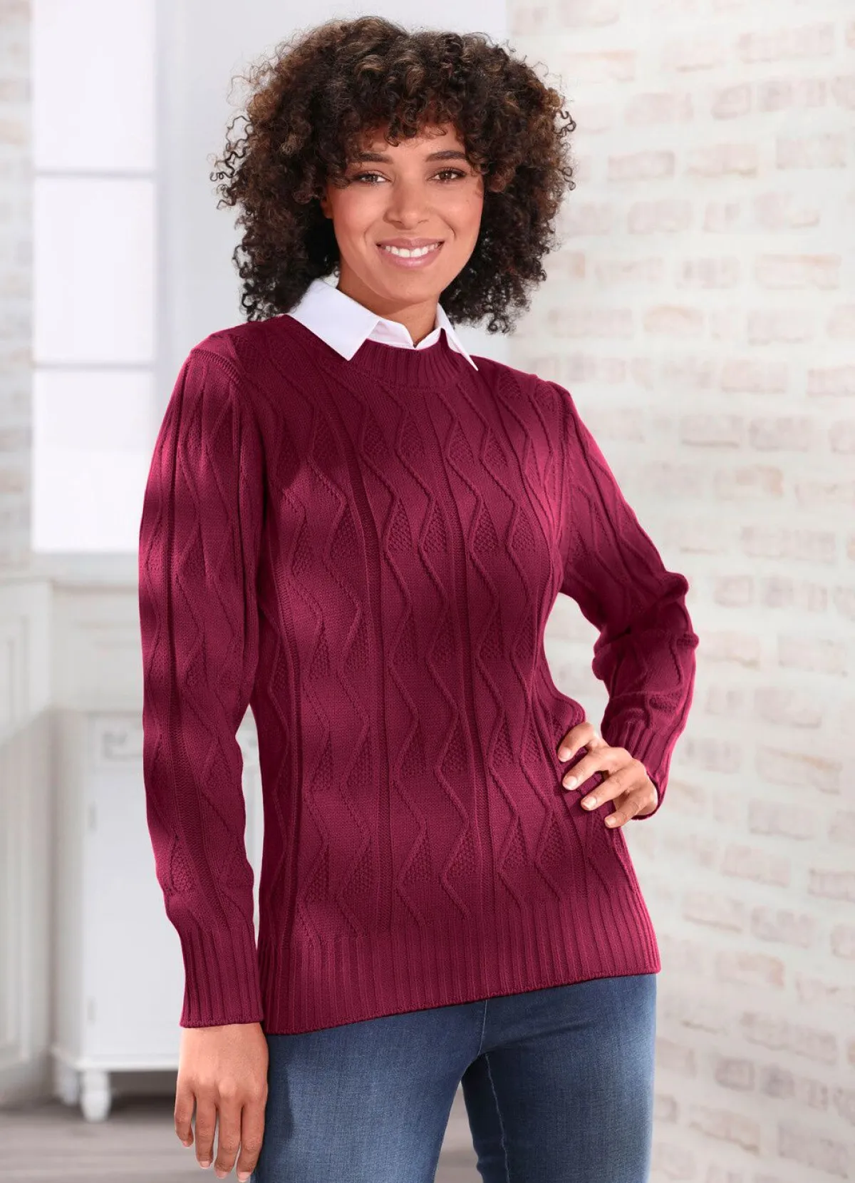 Hot BADER Pullover in Strukturmix WEINROT
