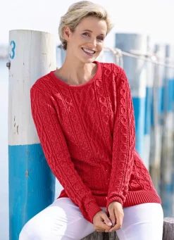 Discount BADER Pullover in Strukturmustermix ROT