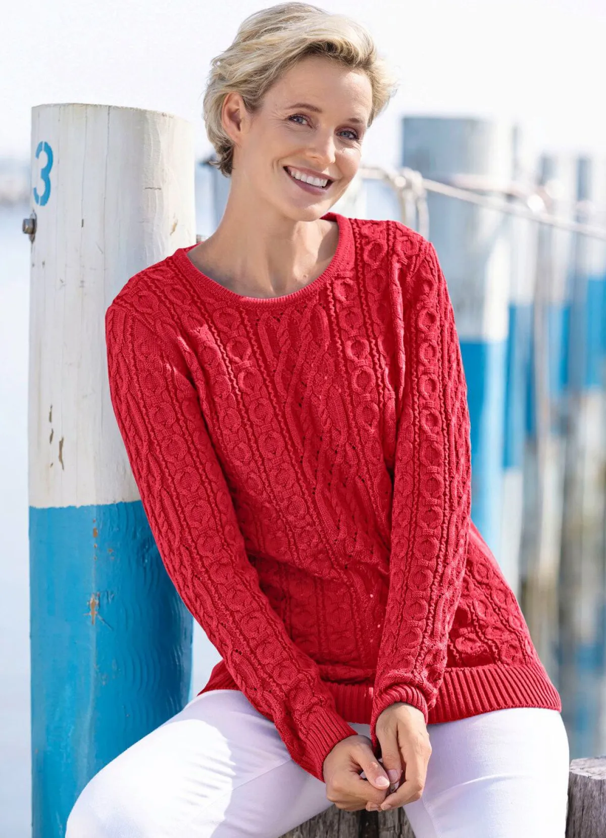 Discount BADER Pullover in Strukturmustermix ROT