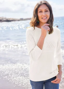 Hot BADER Pullover in Strukturmustermix WEISS