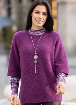 Hot BADER Pullover in superflauschiger Qualität MAGENTA MELIERT