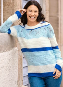 Clearance BADER Pullover in superflauschiger Qualität ECRU-ROYALBLAU-BLEU