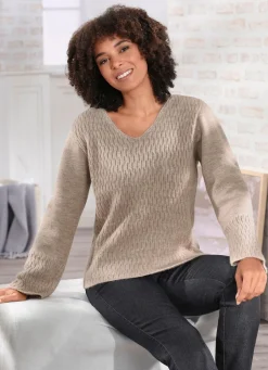 New BADER Pullover in superweichem Griff BEIGE MELIERT