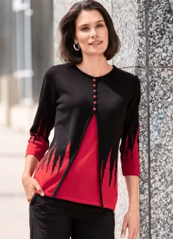 Discount BADER Pullover in Twinset-Optik SCHWARZ-ROT