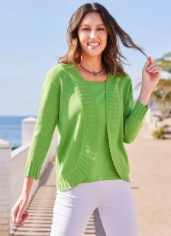 Outlet BADER Pullover in Twinset-Optik GRÜN
