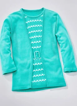 Online BADER Pullover in Twinset-Optik AQUA-WEISS
