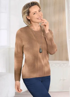 BADER Pullover in Twinset-Optik mit Schurwolle TAUPE