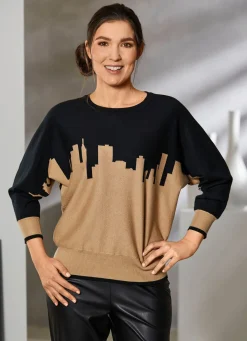 Discount BADER Pullover in weichem Feinstrick SCHWARZ-SAND