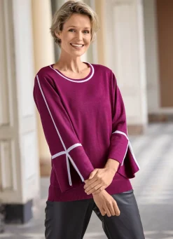 Outlet BADER Pullover in weicher Qualität BEERE-WEISS