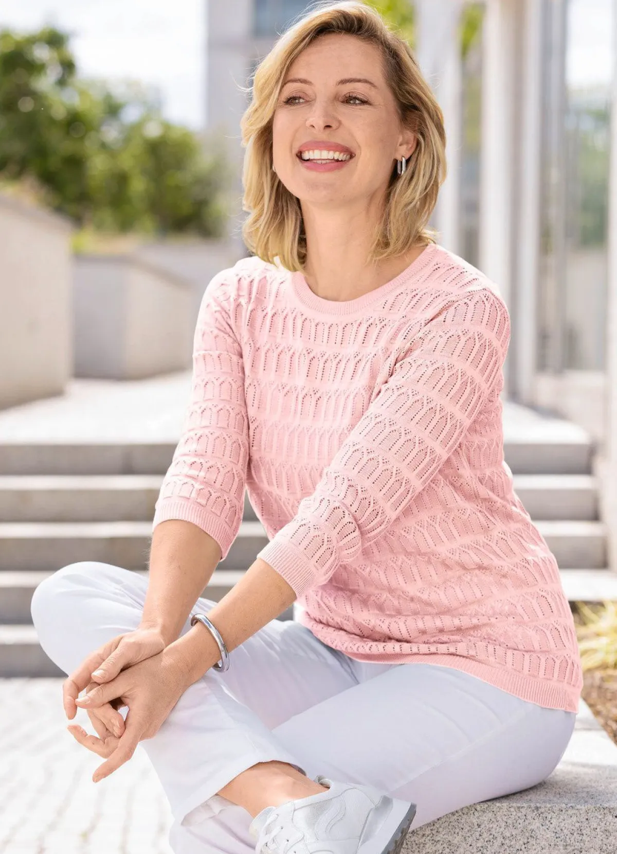 Hot BADER Pullover in zartem Mustermix ROSÉ