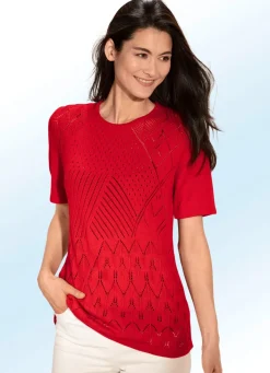 New BADER Pullover mit Ajourmix und feinen Strukturen ROT