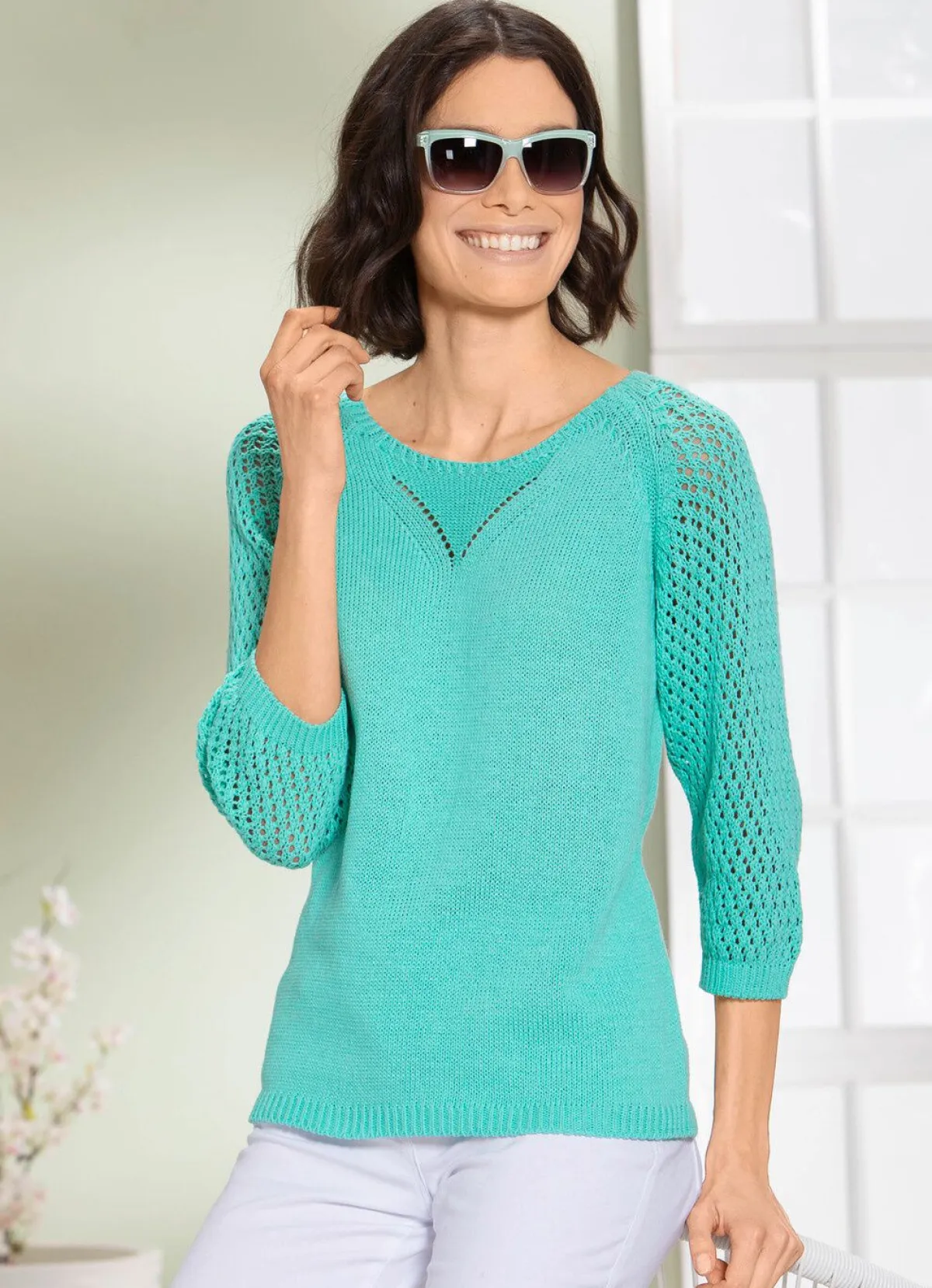New BADER Pullover mit Ajourmuster MINZE