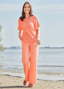 Hot Tizia Pullover mit Ajour-Rautendessin APRICOT