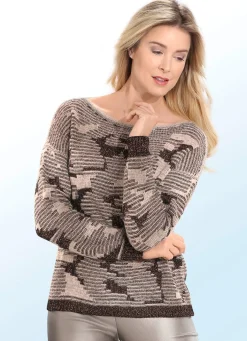 Outlet BADER Pullover mit Allovermuster und Glitzer BEIGE-BRONZE