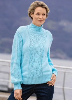 New BADER Pullover mit Alpaka HELLBLAU MELIERT