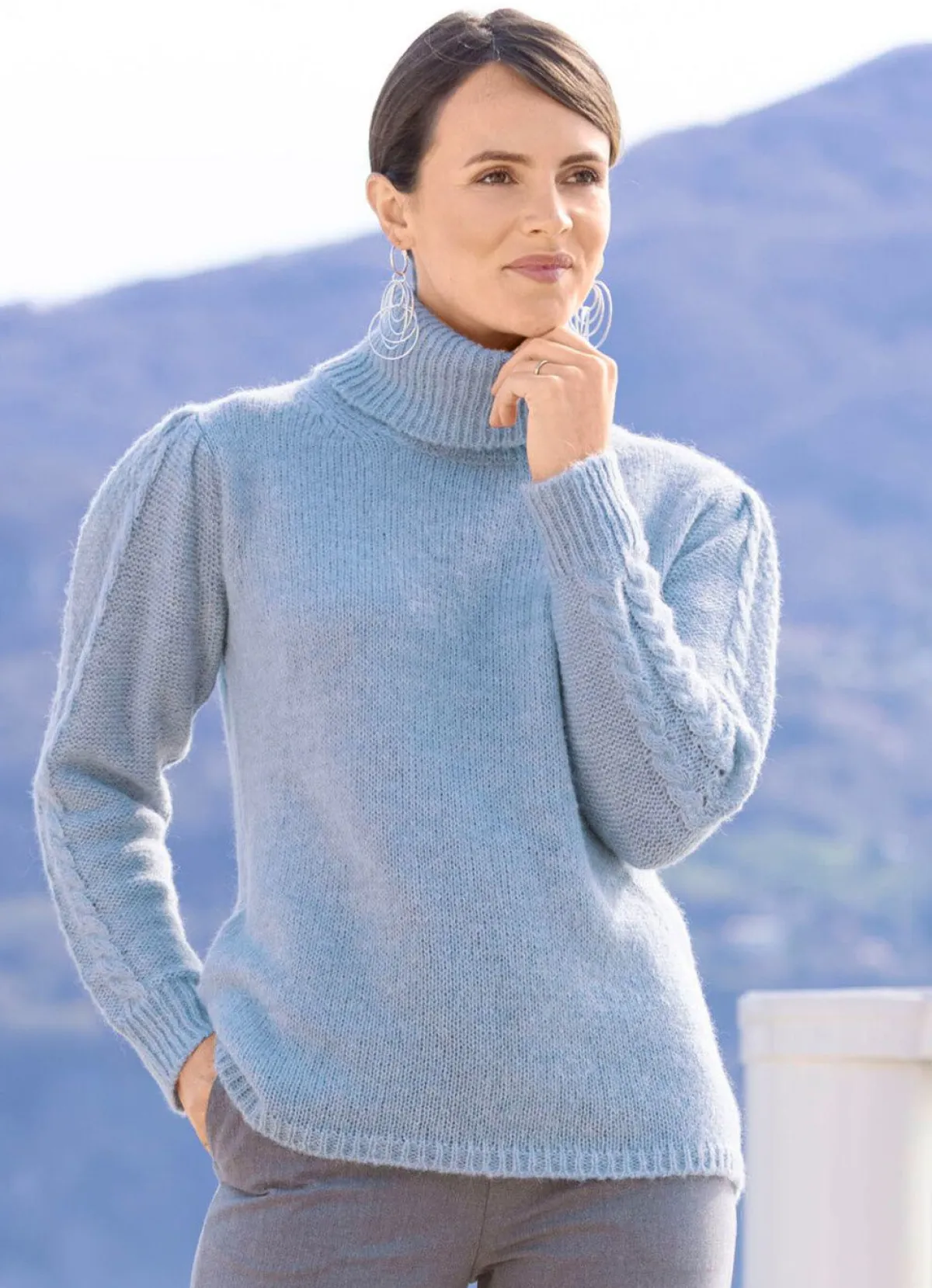 Outlet Tizia Pullover mit Alpaka BLEU MELIERT