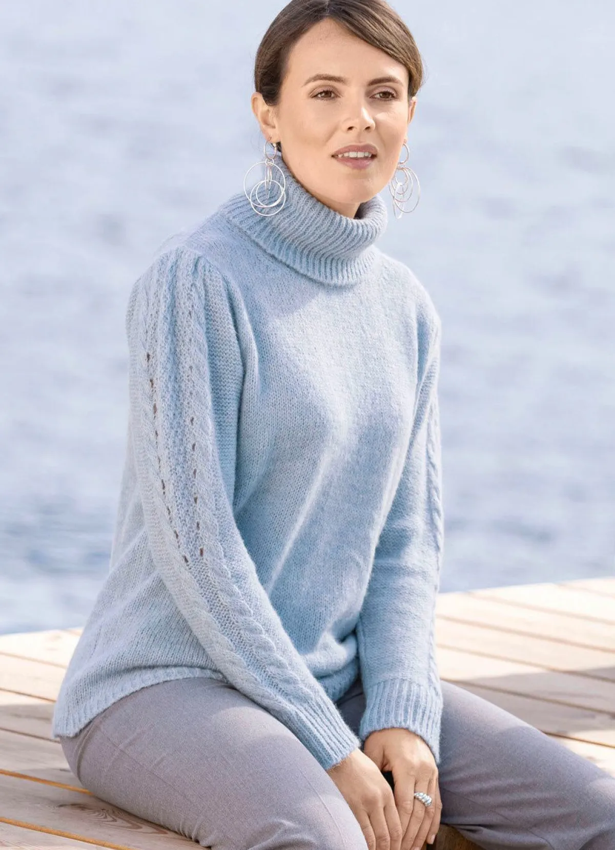 Outlet Tizia Pullover mit Alpaka BLEU MELIERT