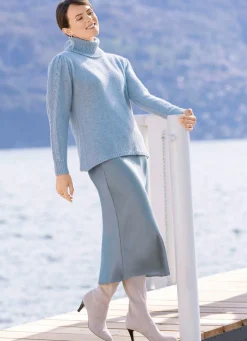 Outlet Tizia Pullover mit Alpaka BLEU MELIERT