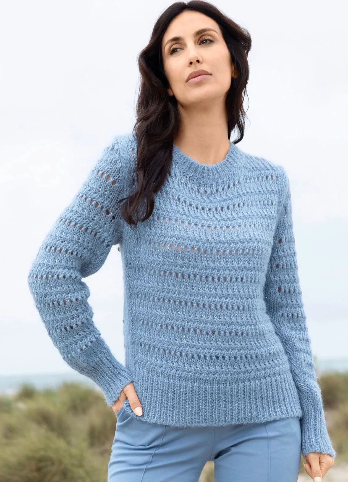 Hot Tizia Pullover mit Alpaka JEANSBLAU MELIERT