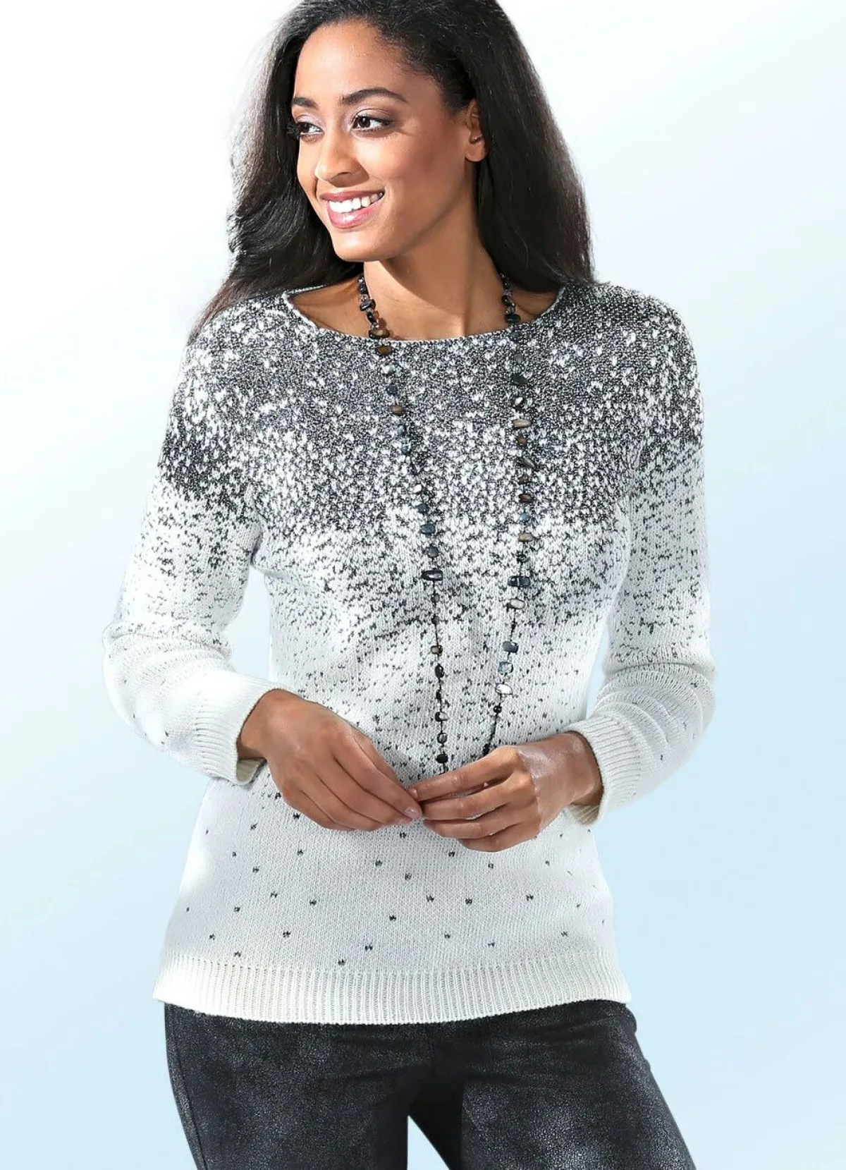 Clearance BADER Pullover mit Alpaka und Glitzer ECRU-SILBERFARBEN