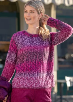 New BADER Pullover mit Alpaka und tollem Farbverlauf PINK-LILA-MULTICOLOR