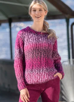 New BADER Pullover mit Alpaka und tollem Farbverlauf PINK-LILA-MULTICOLOR