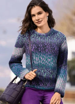 Discount BADER Pullover mit Alpaka und tollem Farbverlauf LILA-GRÜN-MULTICOLOR